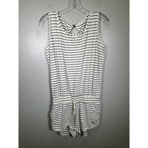 Albion Fit Tank Romper Women's M White Stripe‎ Tie Waist Lightweight Athlesiure